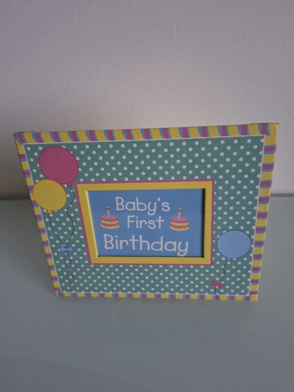 Baby's First Birthday Polka Dot Photo Frame - Pastel Multicolor